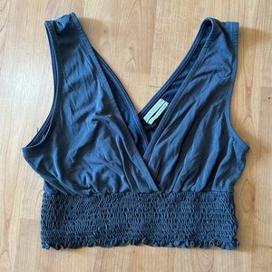 Urban Outfitters Gray Plunge Crop Bra Top, Size Large